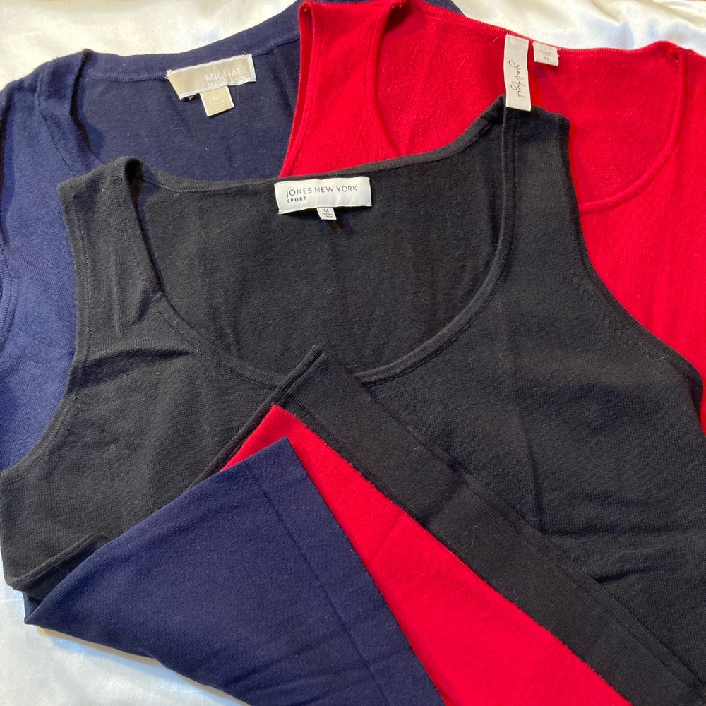 MICHAEL KORS, JONES NEW YORK, YANSI FUGEL SLEEVELESS SHELL SWEATERS. 3 FOR $20!!